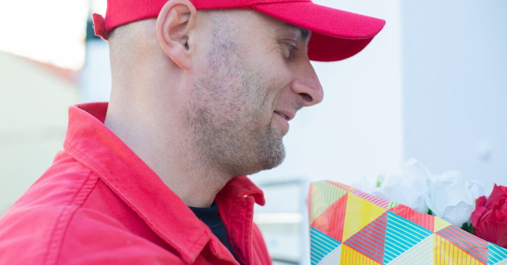 丁寧に対応するパルシステムの配達スタッフ